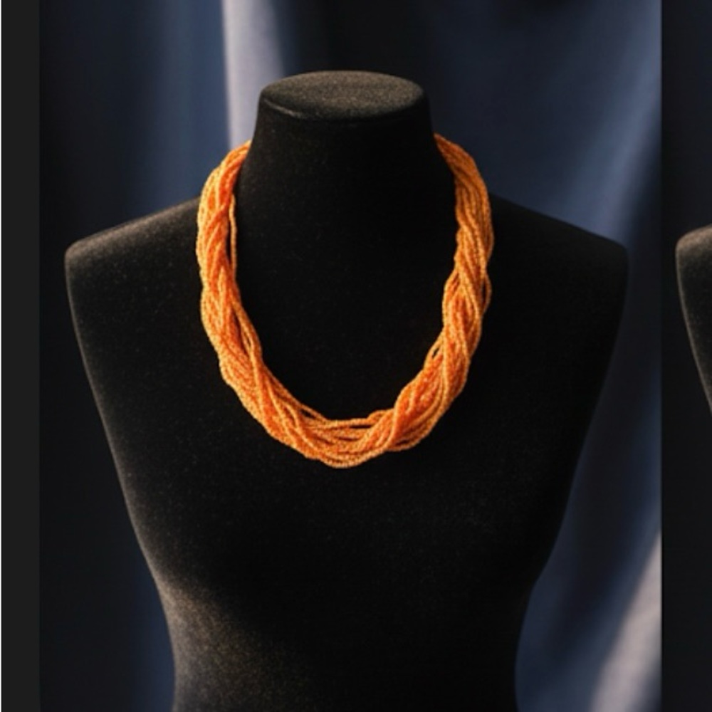 Vibrant Orange Twisted Necklace